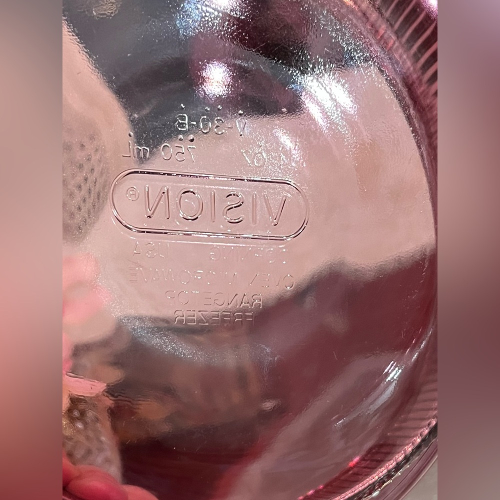 Vintage Corning Visions Cranberry 24 oz (750 mL) Covered Ribbed Casserole Dish - Picture 9 of 11